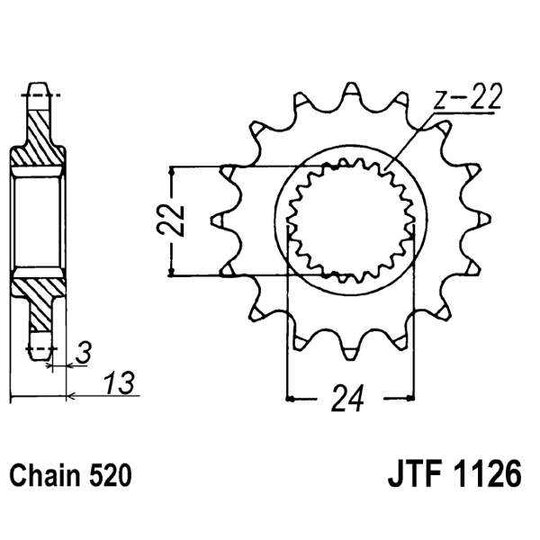 Reťazové koliečko JT JTF 1126-16 16T, 520